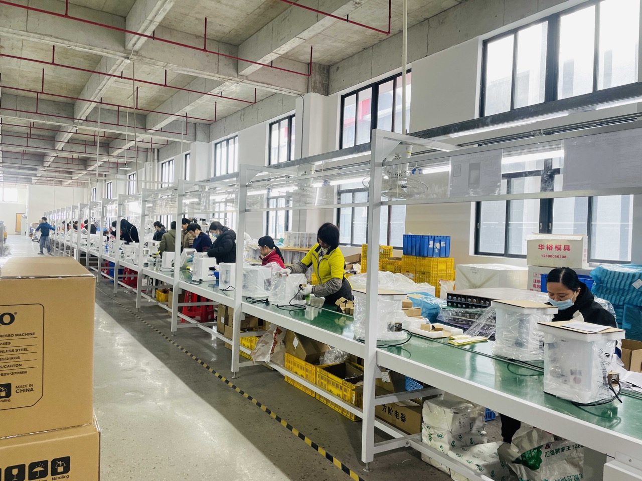 Main assembly of espresso machines at the Hardshell factory