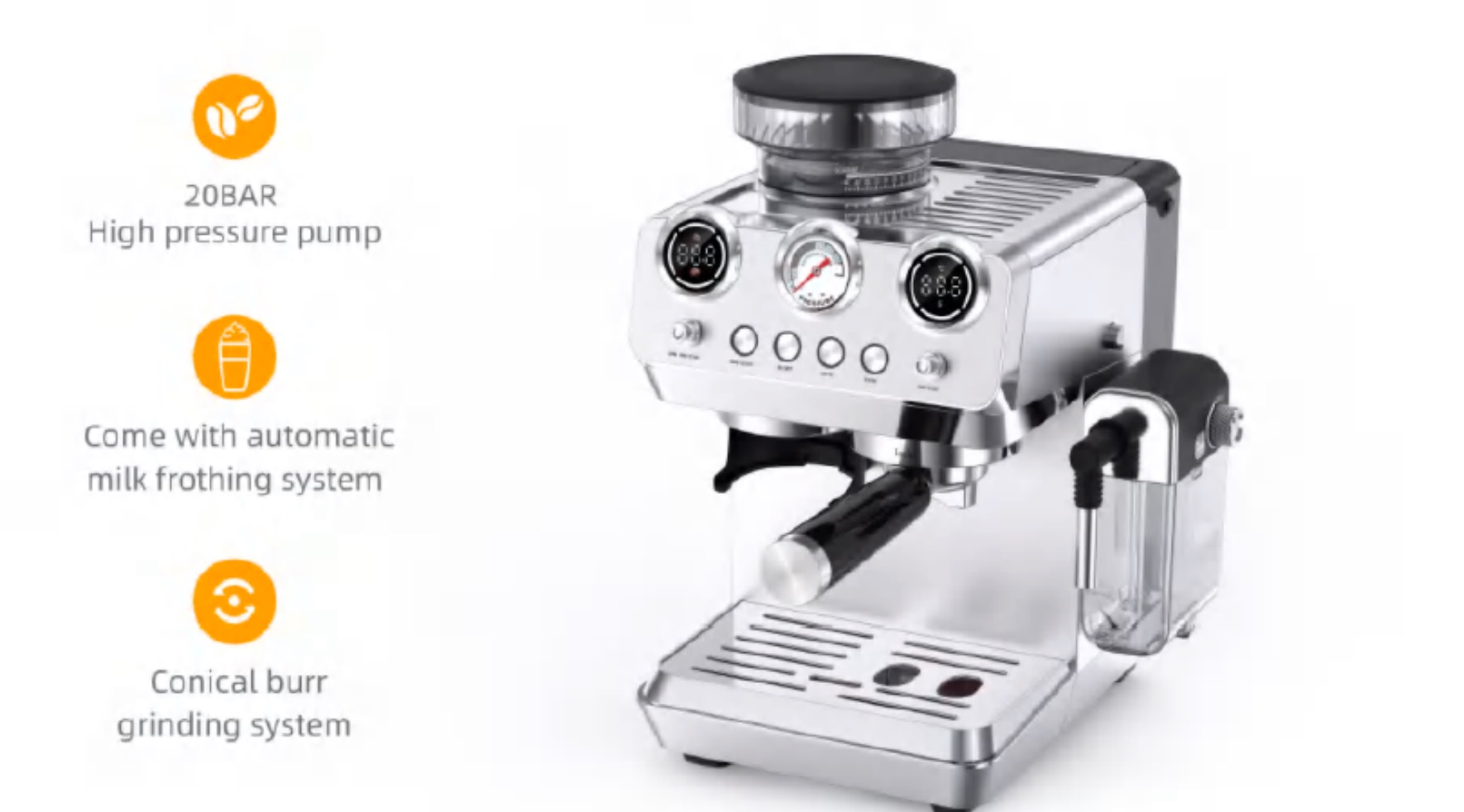 Hardshell espresso machine series — 3-in-1, with grinder, commercial