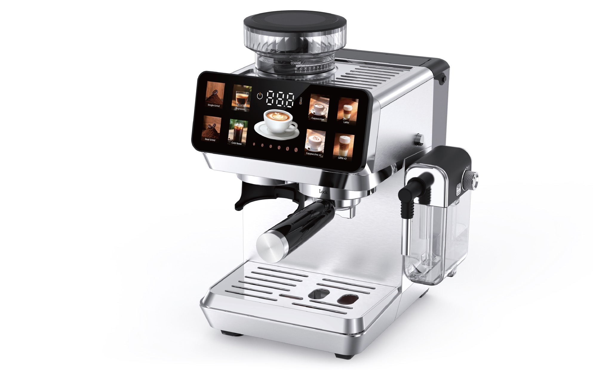 CM 1620M 3-in-1 espresso machine — built-in conical burr grinder, automatic milk system and 20 BAR espresso in one machine