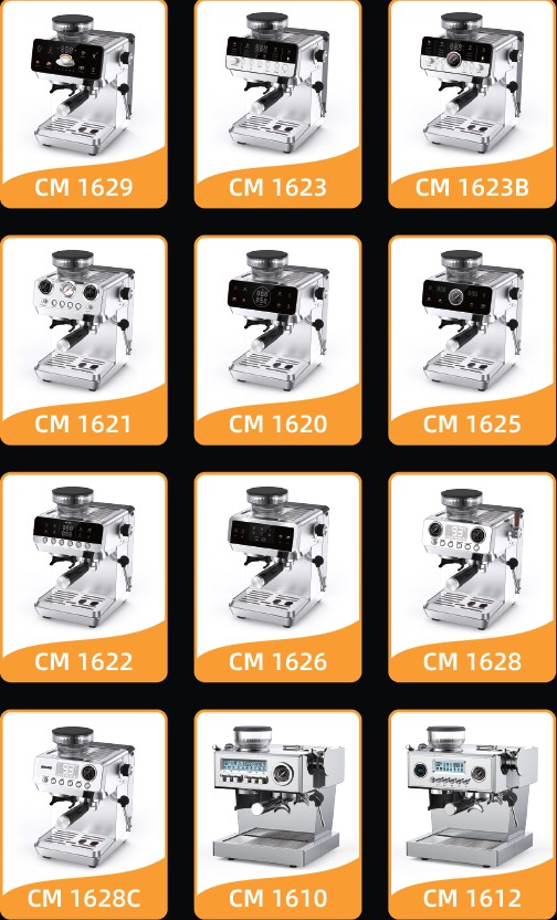 Hardshell espresso machine range — 3-in-1, with-grinder, professional, high-end, classic, commercial and capsule machines