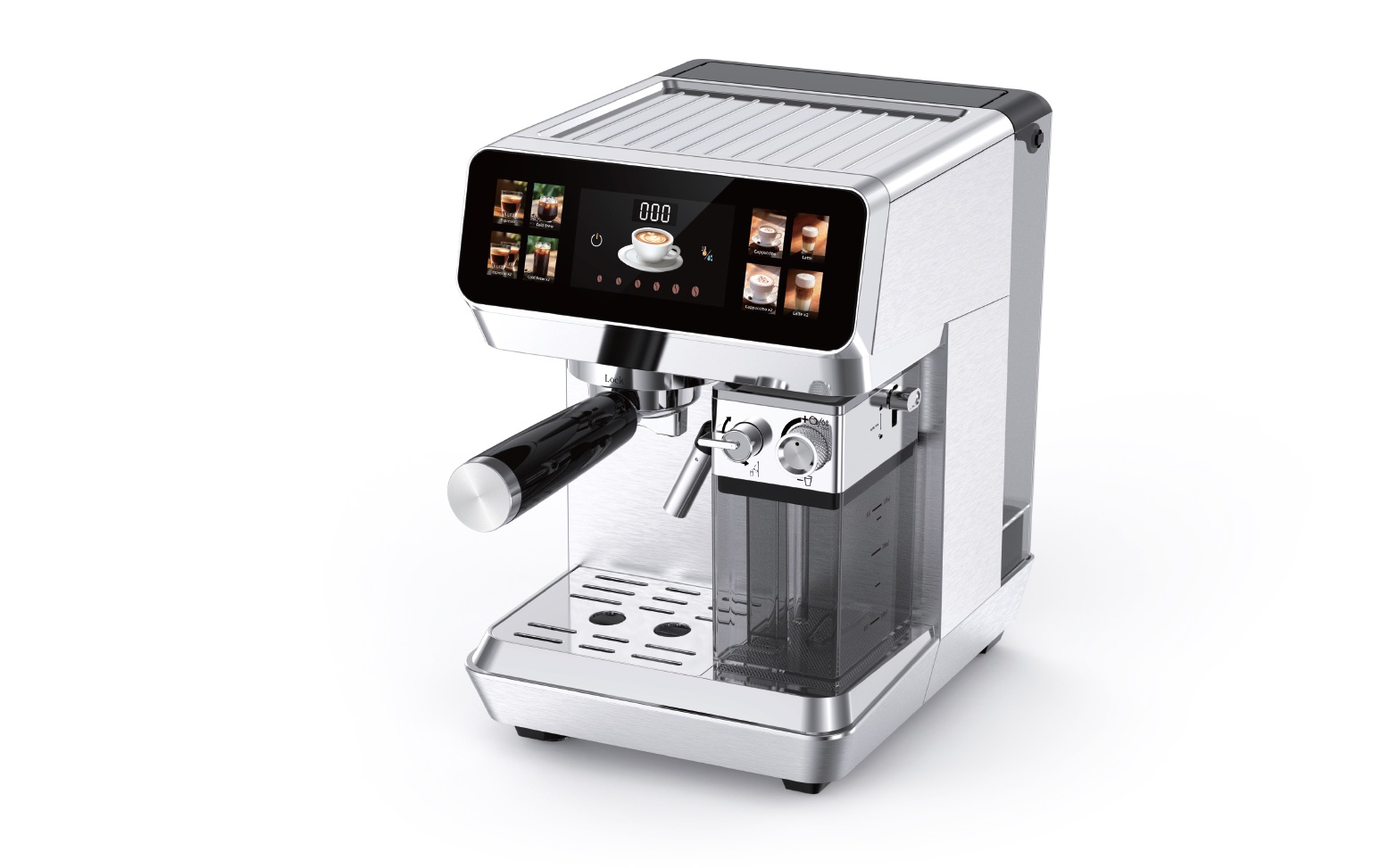 CM 1833 wide-body auto-milk espresso machine with color touch screen, strong in Middle East and Russia