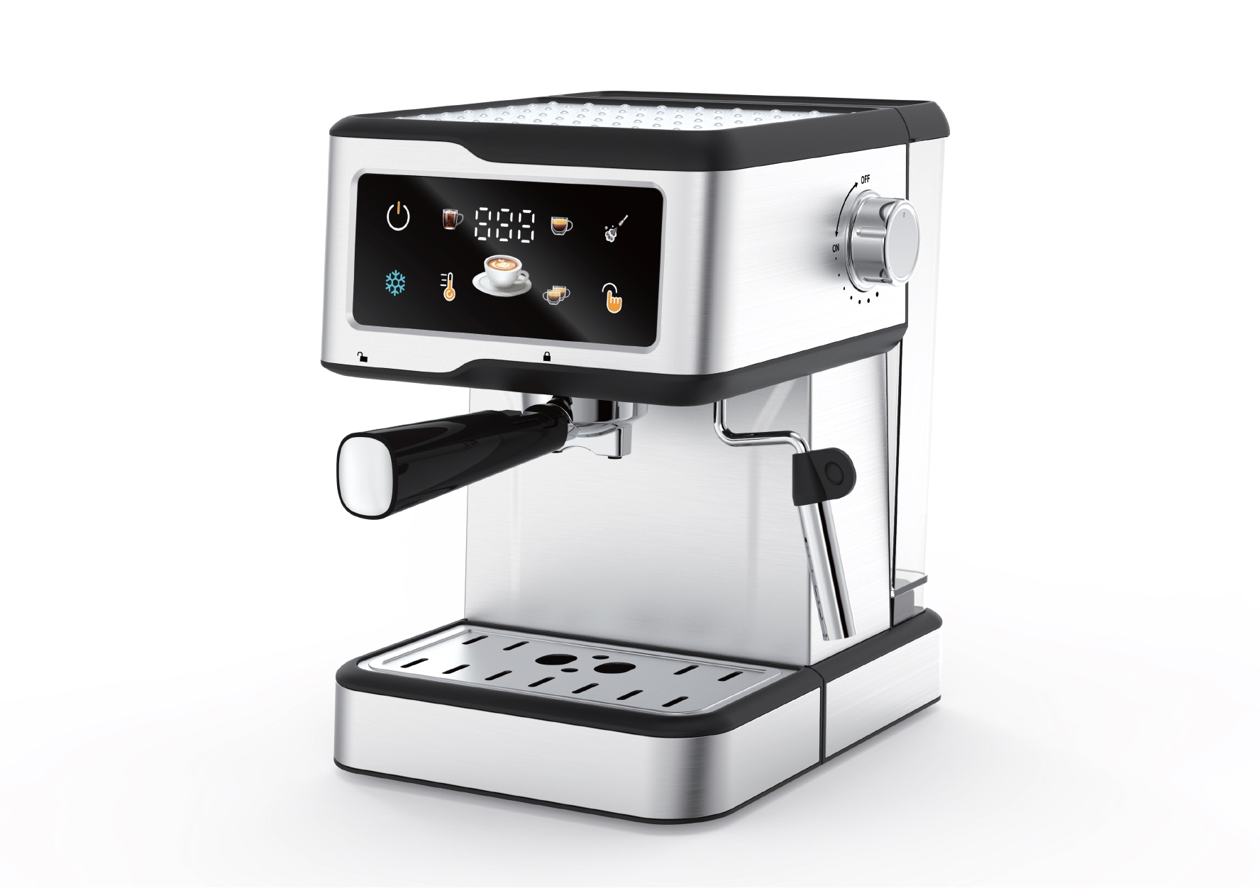 Hardshell classic espresso machine — high-value entry-to-mid stainless steel with aluminum die-cast boiler