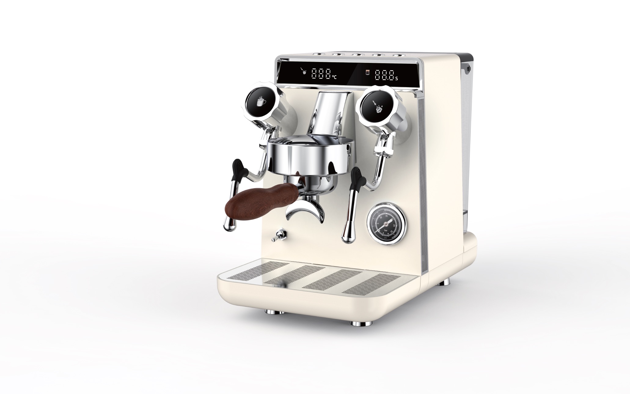 CM 1678 commercial-grade espresso machine with double pump, triple boiler, Italian ULKA pump and 58mm portafilter